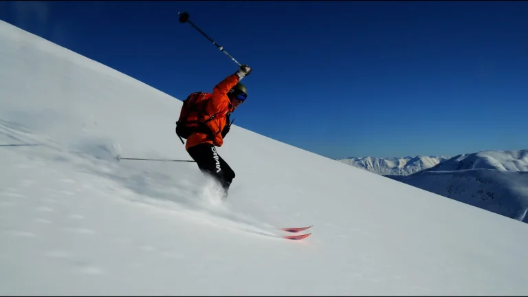 skier carving mountain slope